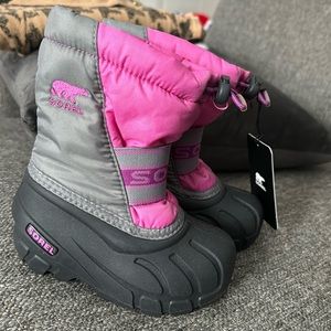 New Sorel Toddler Size 8 Black & Pink Winter Boots
